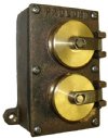 Show product details for MARINE RECEPTACLE 2-GANG 20A 2P3W BRONZE PAULUHN (2584B-125)