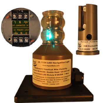 PHOENIX STURDISIGNAL LED NAVIGATION LIGHT, MODULAR, 0300 SERIES, 2NM VISIBILITY (5NM MASTHEAD), 120V-240VAC, DOUBLE HEAD, UL1104, VESSELS UNDER 50M (165FT), (PORT, STARBOARD, STERN, MASTHEAD, ANCHOR, TOWING) - SELECT FIXTURE BELOW USING DROP DOWN MENU