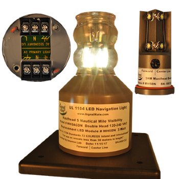 PHOENIX STURDISIGNAL LED NAVIGATION LIGHT, MODULAR, 0300 SERIES, 2NM VISIBILITY (5NM MASTHEAD), 120V-240VAC, DOUBLE HEAD, UL1104, VESSELS UNDER 50M (165FT), (PORT, STARBOARD, STERN, MASTHEAD, ANCHOR, TOWING) - SELECT FIXTURE BELOW USING DROP DOWN MENU