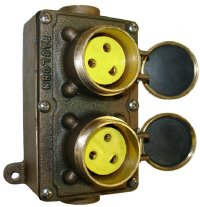 MARINE RECEPTACLE 2-GANG 20A 2P3W BRONZE PAULUHN / EATON / CROUSE-HINDS 2614B-125