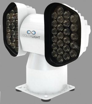 LED SEARCHLIGHT, 2 X 250W DUAL HEAD, 24VDC, 6300K, 2.4 MILLION CANDELA, STAINLESS STEEL, LUMINELL SL2